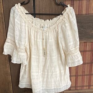 Max Studio Cream Ruffle Blouse NWT
